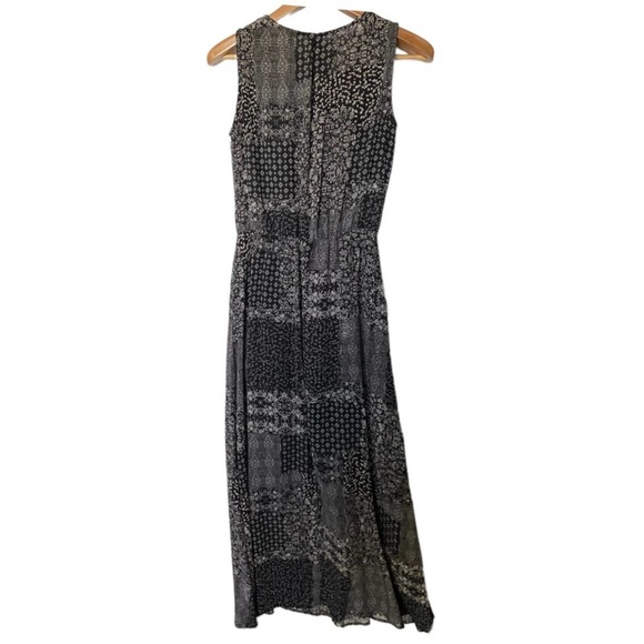 Bohemian Maxi Dress Side Slits V-Neck w/ Tassels Black Size 8 - Picture 2 of 8